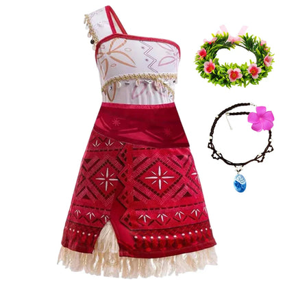 2024 New Movie Moana 2 Girl Dress Halloween Party Costume Princess Fancy Clothes Children Vaiana Outfit Dress