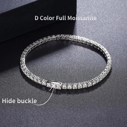 2/2.5/3/4/5mm Full Moissanite Bracelet for Women 100% 925 Sterling Silver Party Fine Jewelry Gift