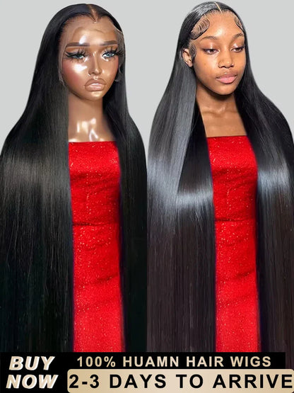40 46 50 Inch Raw 13x6 HD Transparent Bone Straight Lace Frontal Human Hair Wigs 200 Density 360 Full Lace Front Human Hair Wig