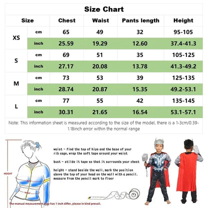Anime Thor Cosplay Costumes Superhero Thor Muscle Costume Jumpsuit Mask Hammer Cloak Halloween Carnival Clothes