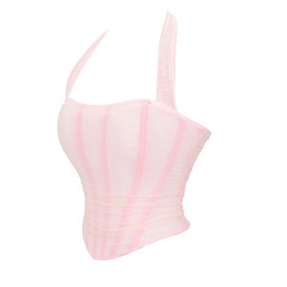 Corset Halter Crop Top Women Camisole Short Cropped Tank Tops Summer Sexy Elegant Nightclub Evening Party Female Clothes