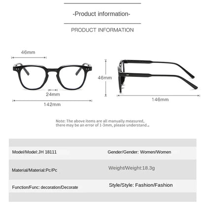 2024 New Fashion Y2K Style Glasses Frame Retro Square Glasses for Women Lady Decorative Eyeglasses Korean Powder Blusher Eyewear