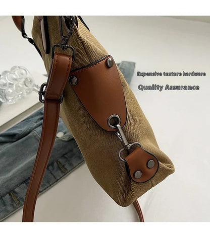 Portable Canvas New Trend Fashion Women's Bag Letter Large Capacity Tote Bag Leisure Commuting Single Shoulder Diagonal Span