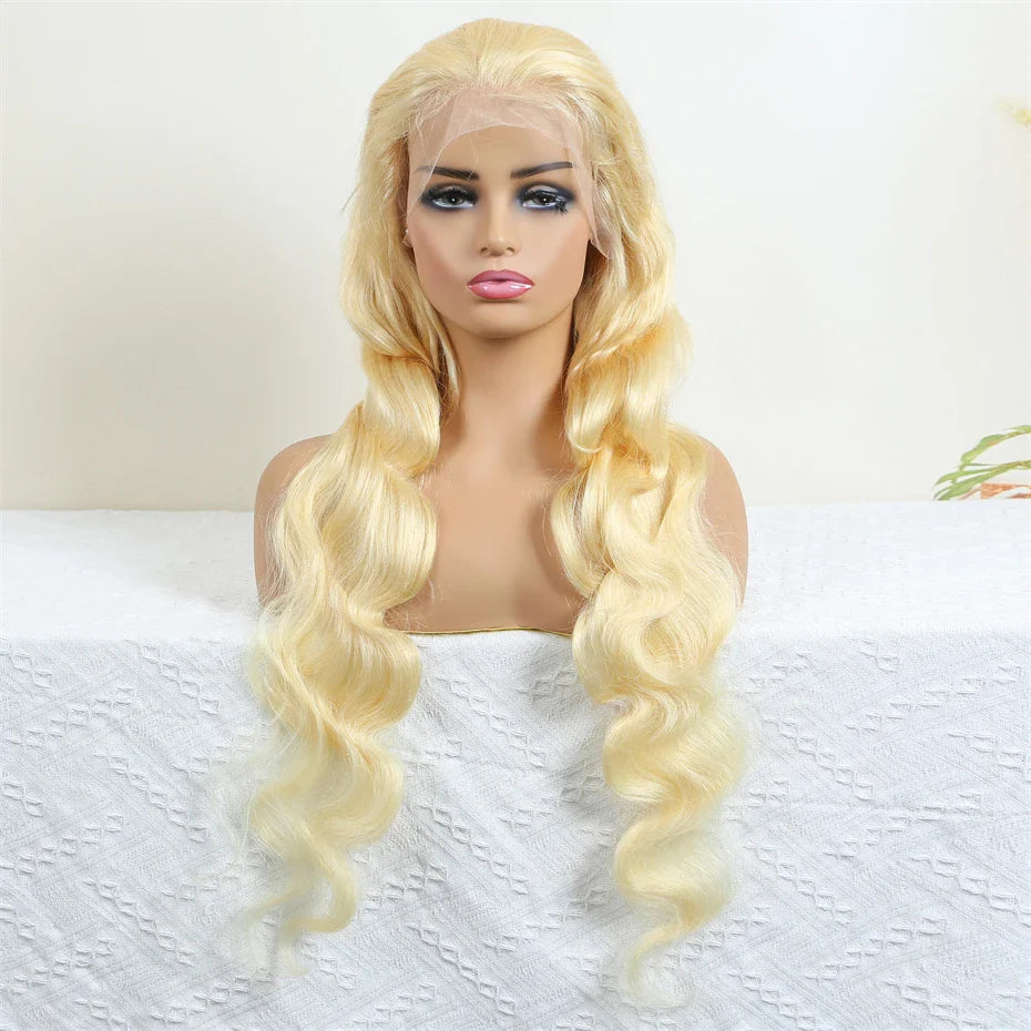 13x6 Silver Grey Colored Lace Front Wigs For Women 613 Blonde Body Wave Remy Transparent Lace Frontal Human Hair Wig Pre Plucked