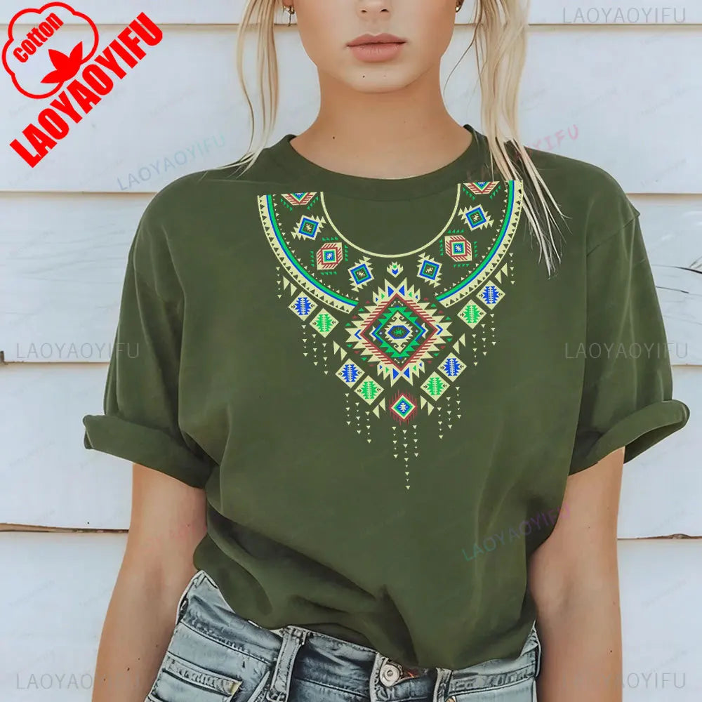 Shirt Ornament Print Shirt Ukraine Shirt Ukrainian T-shirt Gift for Women High Quality Cotton Tops Creativity Style