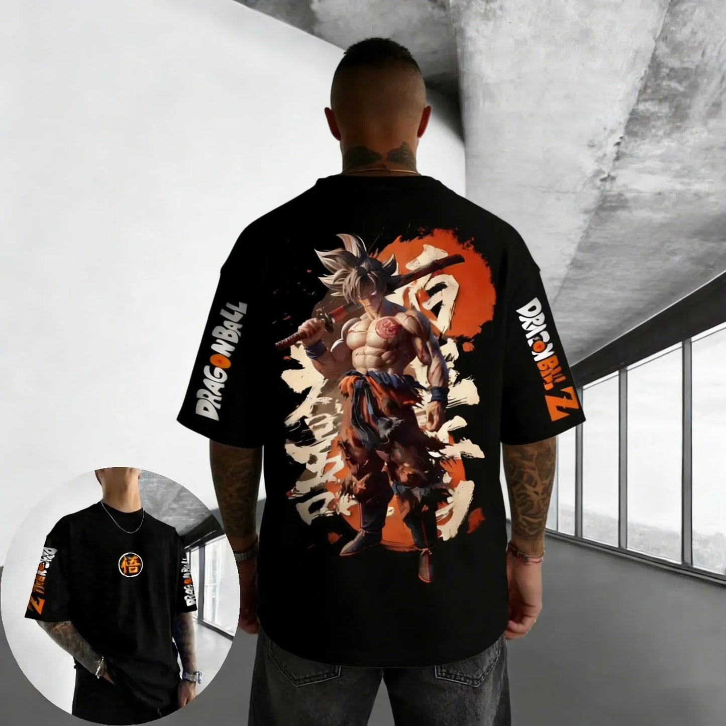 Oversized Cotton T-shirt Summer New Goku Printed Neutral Street Hip Hop Loose Casual Short Sleeve Top