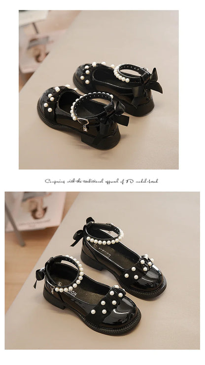 Girl's Mary Janes Organza Beautiful Sweet Children Princess Shoes Three Colors Cover Toe Ankle Strap 26-36 Kids Autumn Shoes