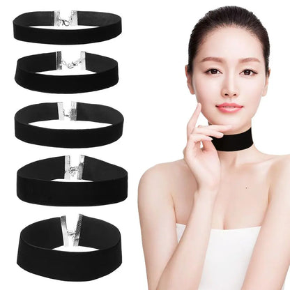 1PC New Fashion Adjustable Black Velvet Choker Wide Band Necklace Ribbon 90s Retro Vintage Gothic Goth Women Necklace