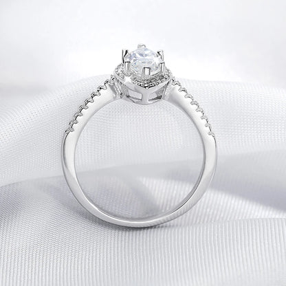 1CT Marquise Cut Certified Moissanite Rings for Women Simulated Diamond Wedding Band S925 Sterling Silver Jewelry