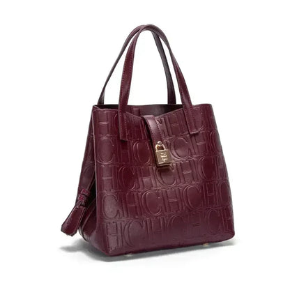 Large Capacity Handbag Luxury Brand Temperament Letter Print with Lock Design 2025 Trendy Women's Crossbody Bag