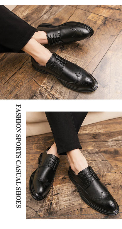 Clsssic Casual Business Shoes For Men Wedding Social Oxford Shoes Men's Dress Leather Office Formal Party Leather Brogues Shoes