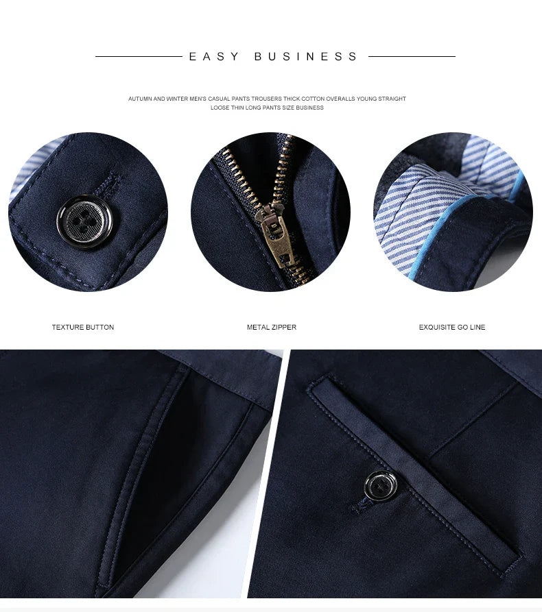 Winter Men Brand Fleece Pants Warm Cotton Business Thick Suit Casual Trousers Male Plush Formal Wear Pants 28-40