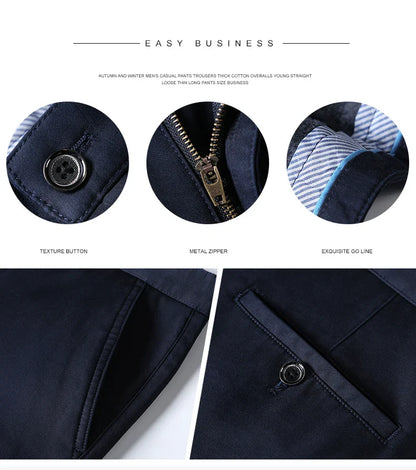 Winter Men Brand Fleece Pants Warm Cotton Business Thick Suit Casual Trousers Male Plush Formal Wear Pants 28-40