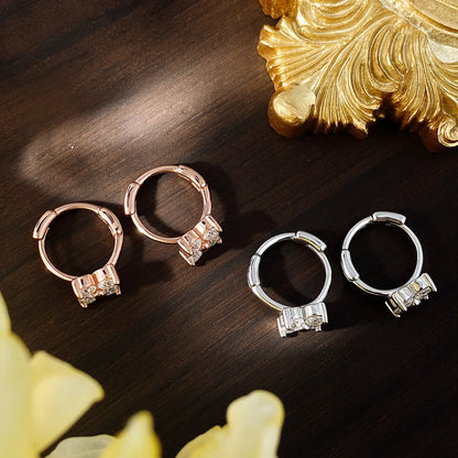 3mm D Color Moissanite Hoop Earrings for Women GRA Certified Round Brilliant Cut Moissanite s925 Silver Dainty Earring