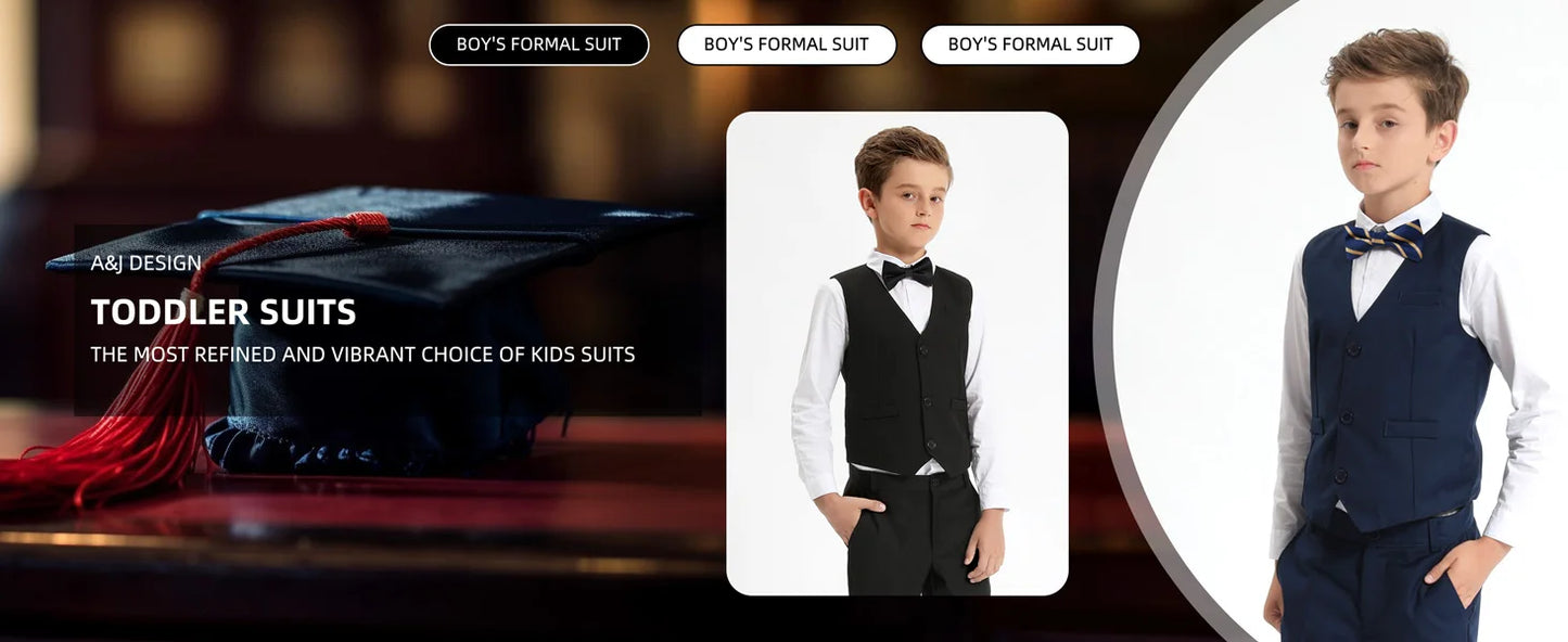 Boys Suit Set Kid Wedding Tuxedo Teenager Easter Formal Outfit Halloween Chritmas Birthday Party Gift School Performance Blazer