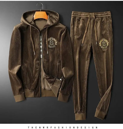 Hoodies For Men Autumn and Winter high quality Gold Velvet Thickened suit plus size Sports suit Two-piece Set pant sets