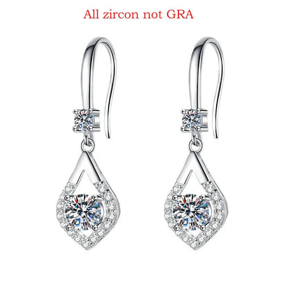 Each 0.5CT D Color Genuine Moissanite Drop Earrings for Women Water Drop Luxury Wedding Jewelry 925 Sterling Silver
