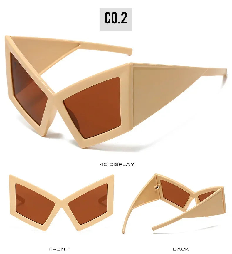 Fashion Oversized Cat Eye Sunglasses Women Red Shades UV400 Retro Gradient Men Wide Legs Sun Glasses