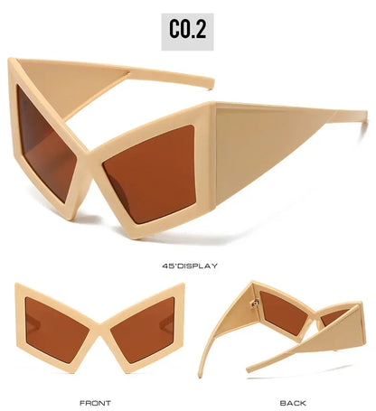 Fashion Oversized Cat Eye Sunglasses Women Red Shades UV400 Retro Gradient Men Wide Legs Sun Glasses