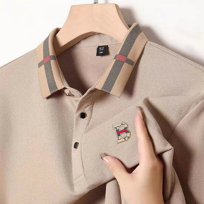 Bestselling brand summer new 100% pure cotton comfortable polo shirt fashionable men's classic letter badge casual short sleeve
