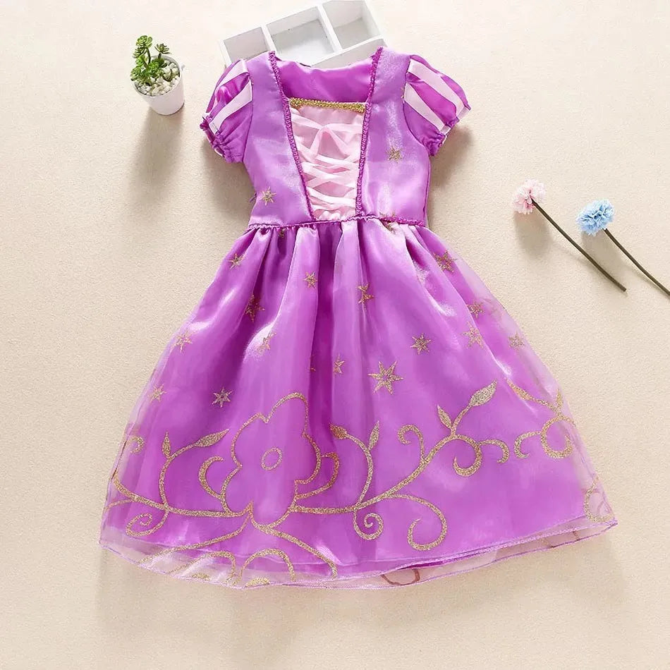 Little Girl Rapunzel Costume Party Fancy Princess Dress Christmas Cosplay Belle Sleeping Beauty Cinderella Carnival Disguise