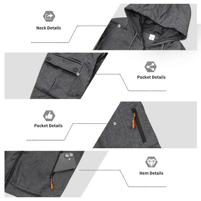 Autumn and winter men's velvet loose casual tooling outdoor sports fashion hooded sweater set