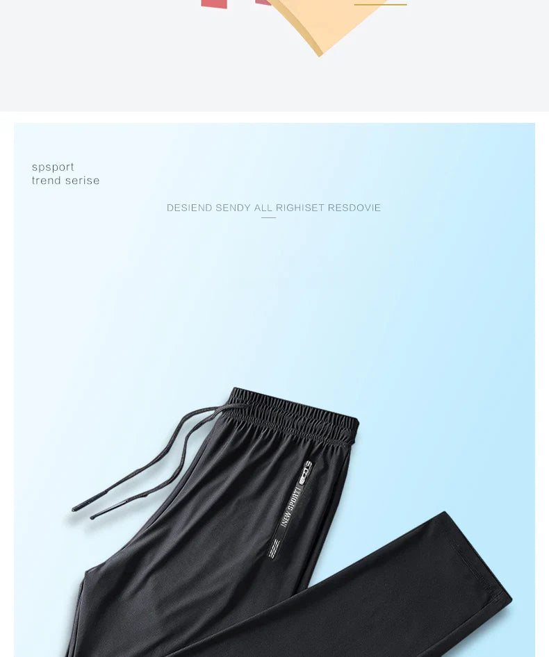 Plus Size 8xl 7xl 6xl Men Sports Pants Quick-Drying Men Trousers Joggers Sportswear Solid Sweatpants Male Elastic Ice Silk Pant