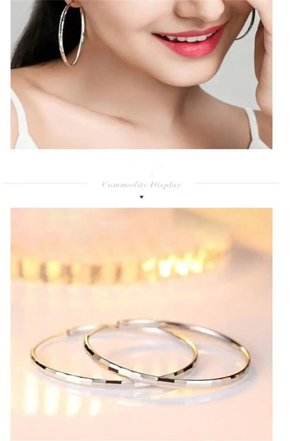 925 Sterling Silver Hoop Earrings For Women 18K Gold Plated Jewelry Dazzling Women's Hoops Earrings Christmas Gifts