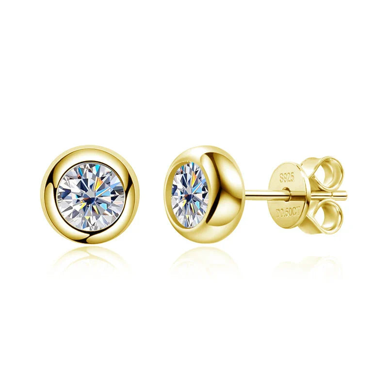 0.5carat Bezel Set Oval Cut Moissanite Stud Earrings for Women S925 Silver Jewelry Lab Grown Diamond Ear Studs with Certificate