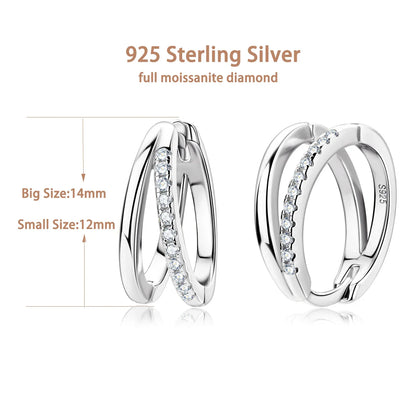 Double Hoop Huggie Moissanite Diamond Earrings for Women 925 Sterling Silver Plated 18k White Yellow Gold Earring Fine Jewelry
