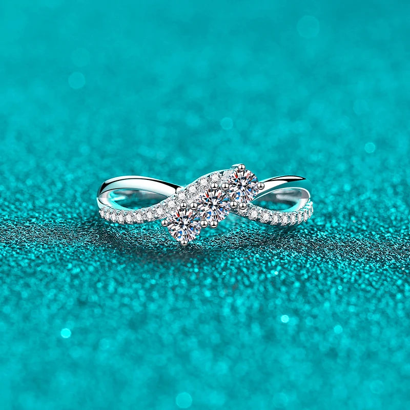 Full Moissanite Ring for Women 925 Sterling Silver with White Gold Plated Wedding Engagement Women's Ring Jewelry Wholesale