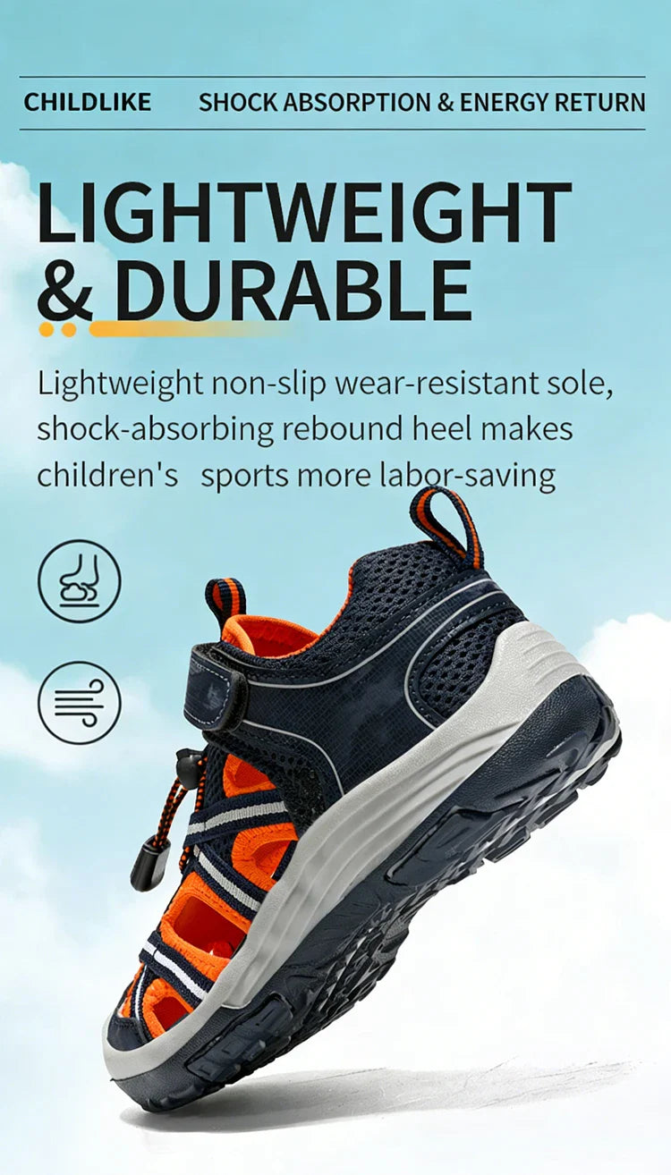 New Summer Children's Breathable Sandals Non-Slip Outdoor Sport Beach Shoe for Boys Anti-Collision Closed Toe Walking Size 30-39