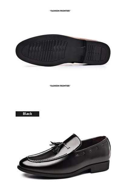 Summer New Large Size Men's Leather Shoes Business Formal Casual Wedding Knot Shoes round Toe Flat Heel Rubber Outsole