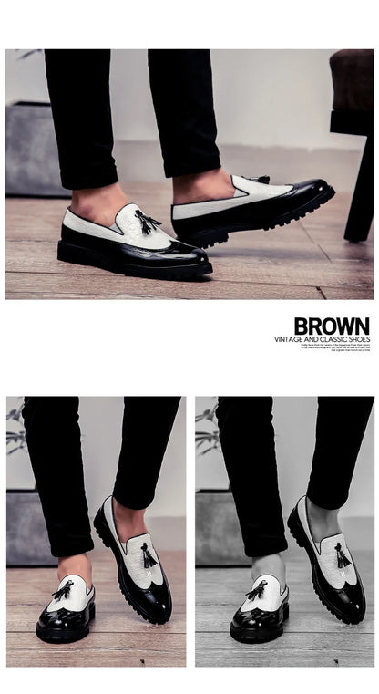High Quality Casual Business Leather Shoes Men Formal Men's Dress Shoes Classic Tassels Retro Office Social Leather Loafers Male