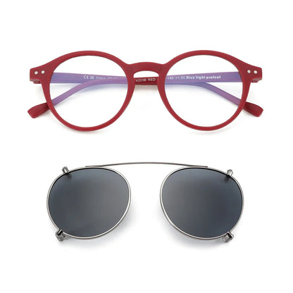 Steampunk Style Glasses (Anti Blue Light Blocking Eyewear) + Clip Lenses（Polarized Sunglasses Clips）for Women Men