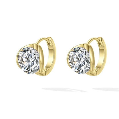 2/3Carat Moissanite Hoop Earrings for Women S925 Silver Sparkling Diamond Half Bezel Set Huggie Ear Buckles with Certificate