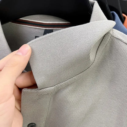 100% Breathable Cotton  Men's 2025 Autumn Long-Sleeve Polo Shirt - Classic Cotton Collared Business Casual Style