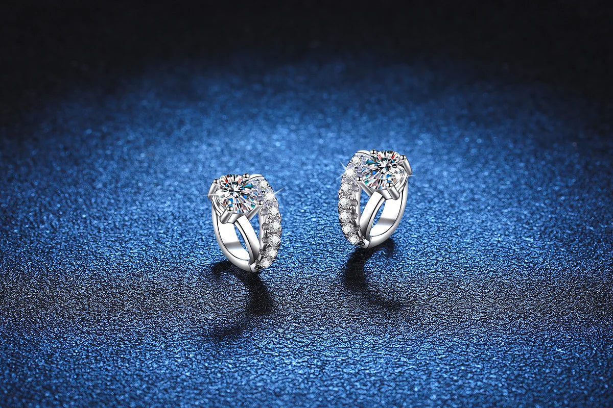 Luxury Platinum Earrings PT950 Asymmetric French Design Women's Buckle D Colour Moissanite Diamond White Gold Jewelry