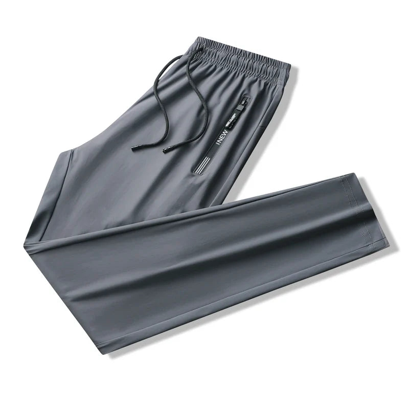 Breathable Elastic Men Running Sport Pants Ice Silk Jogging Thin Sweatpants Casual Outdoor Training Gym Fitness Trousers 8XL