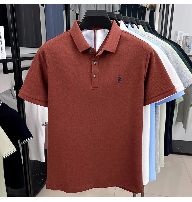 High end brand 100% cotton short sleeve polo shirt men luxur pony embroidery comfort breathable fashion T-shirt summer new top