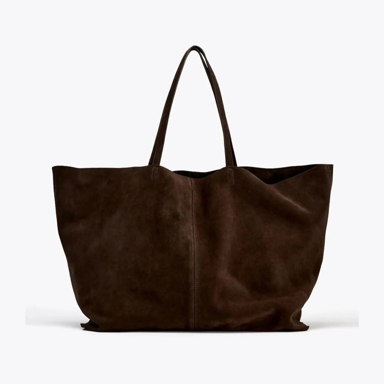 Ladies' single-shoulder bag, cowhide handbag, super large capacity shopping bag, solid-color single-shoulder tote bag, a gift fo