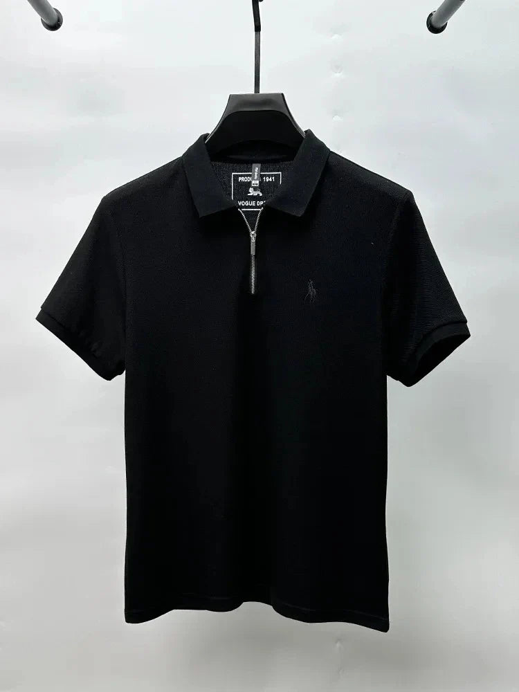 High end brand embroidered men's short sleeve half zip polo shirt short sleeve summer breathable business casual Paul T-shirt