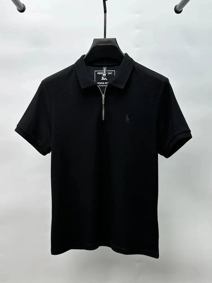 High end brand embroidered men's short sleeve half zip polo shirt short sleeve summer breathable business casual Paul T-shirt