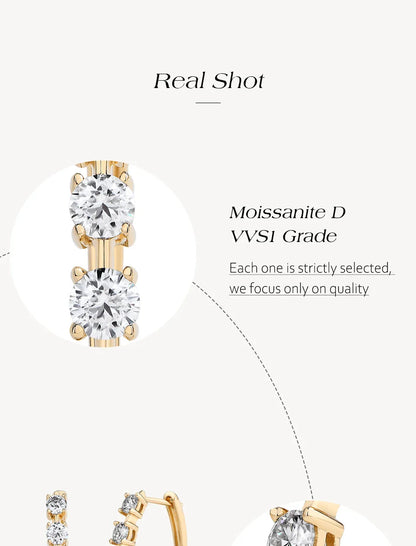 D VVS1 Moissanite Diamond Earrings S925 Sterling Silver 18K Gold Plated 4-Claws Eardrop For Women Wedding Party Jewelry