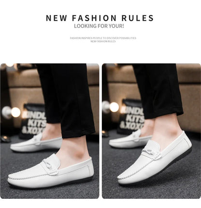Mocassins Minimalistas Masculinos Sapatos Casuais de Couro Confortáveis Para Homens Sapatos de Condução Antiderrapantes Sapatos de Escritório Slip-on Tamanho Grande 46