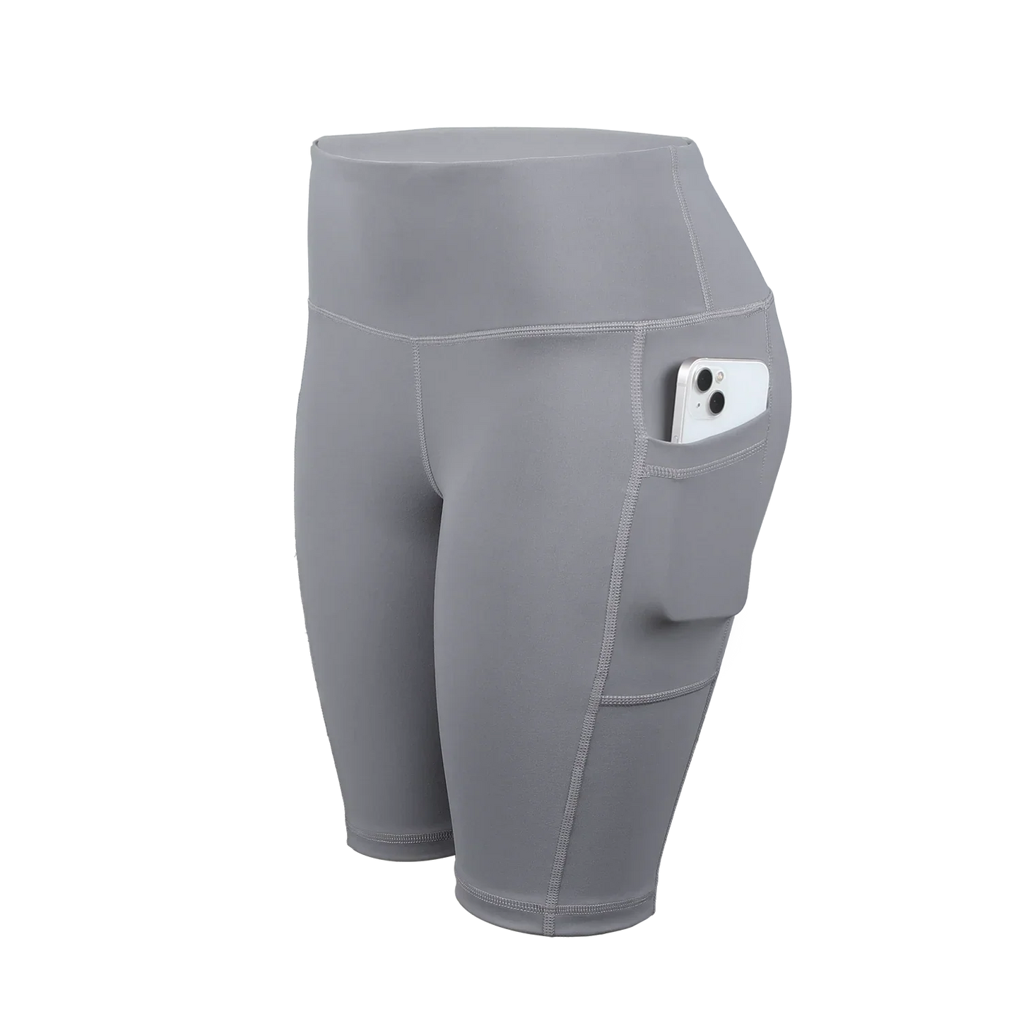 Women Solid Yoga Shorts with 3 Pockets High Waist Butt Lifting Workout Tights Gym Elastic Cycling Shorts Activewear