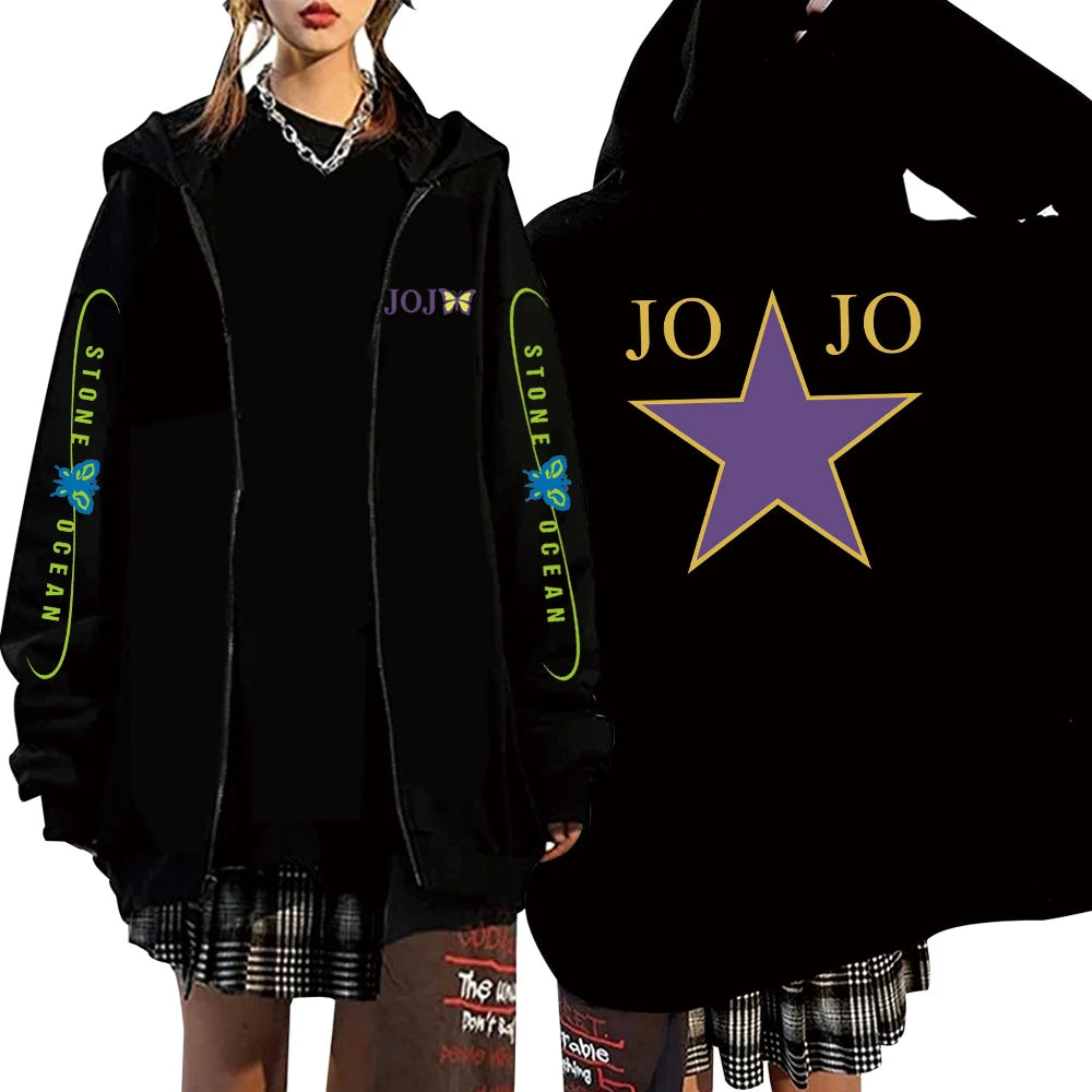 Anime Jojo's Bizarre Adventure Stone Ocean butterfly Hoodies Loose Unisex Anime Style Hoodie Autumn Spring Top sweatshirt