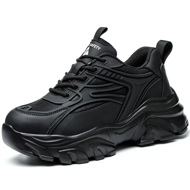 Lace-up Safety Work Shoes For Women Steel Head Boots Female Indestructible Construction Non Slip Platform Work Shoes