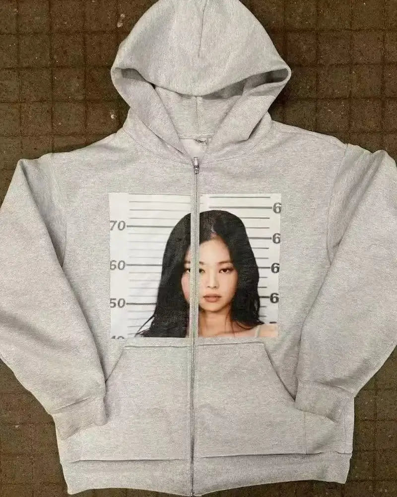European and American Version Unisex Cute Hoodie Youth Oversized Sweatshirt Casual Clothes Zipper Jacket