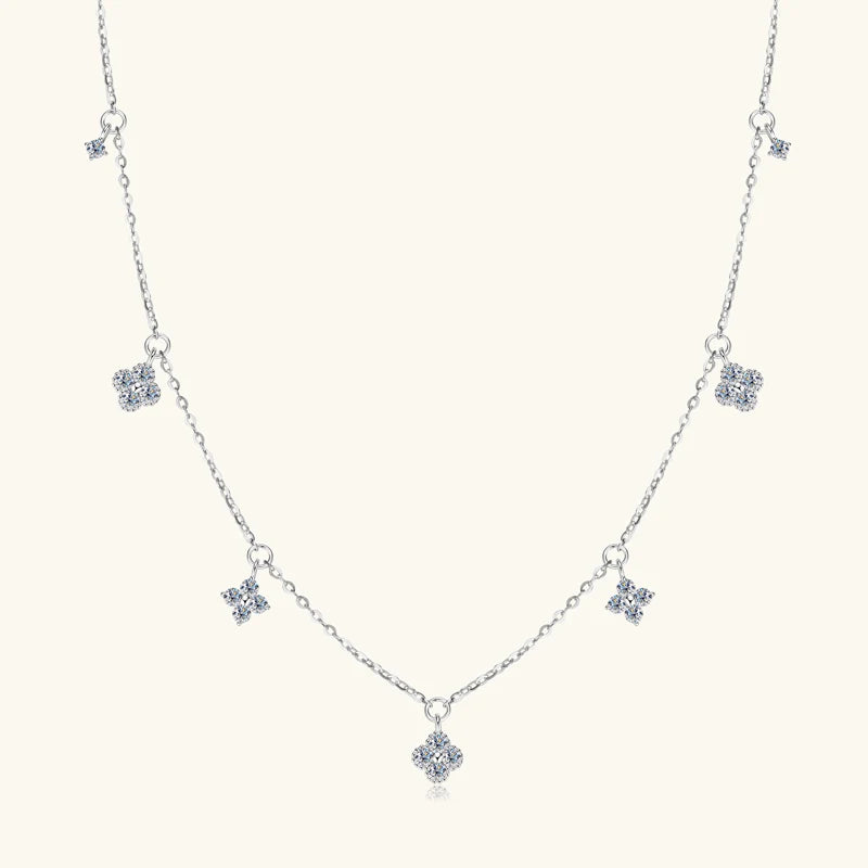 3mm D Moissanite Jewelry Set Clover Flower Pendant Necklace Earrings Bracelet 3 in 1 Sets for Women 925 Silver Charm Gifts